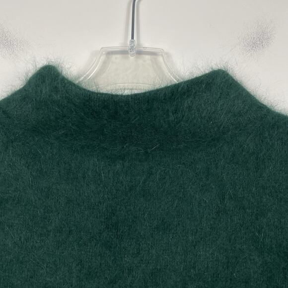 Anthropologie Moth Angora Sweater Size L (Fits M) Emerald Green Fuzzy Soft Warm - Picture 7 of 8